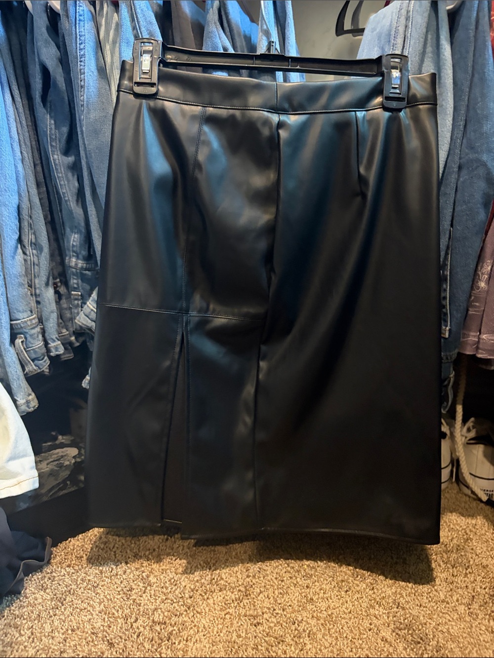 Cider Black Faux Leather Pencil Skirt